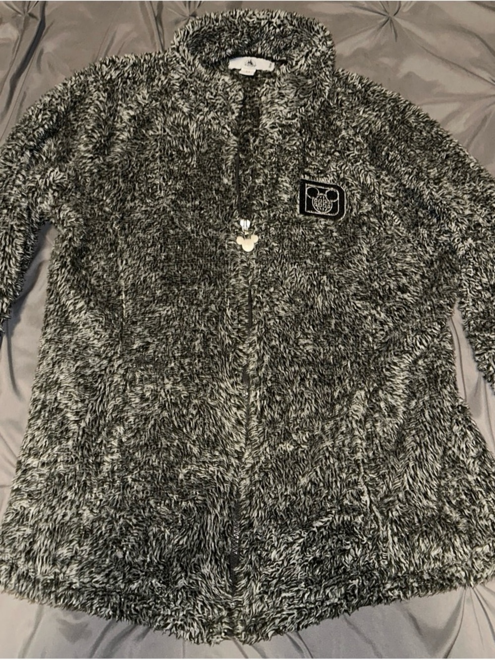 Disney Women's Plush Black-Gray Zip Up Jacket
